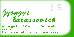 gyongyi balassovich business card